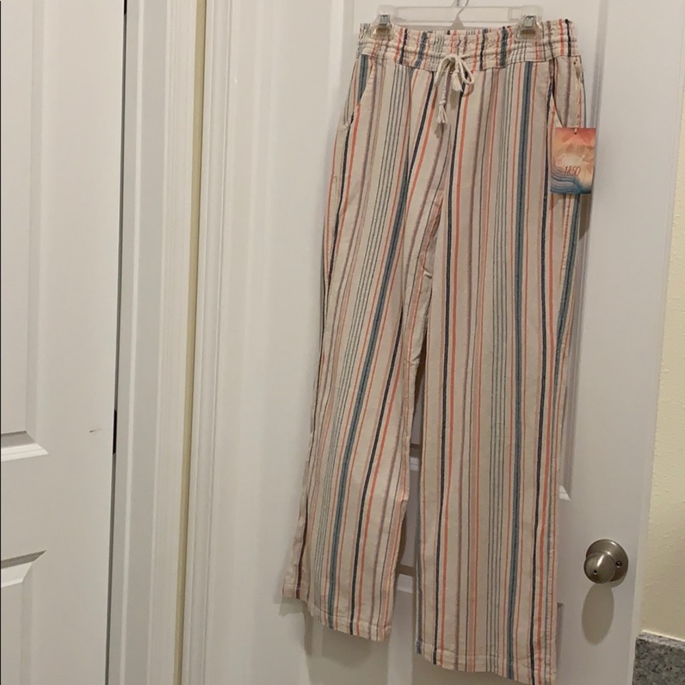 Wide Leg Linen/Rayon Draw String Pants